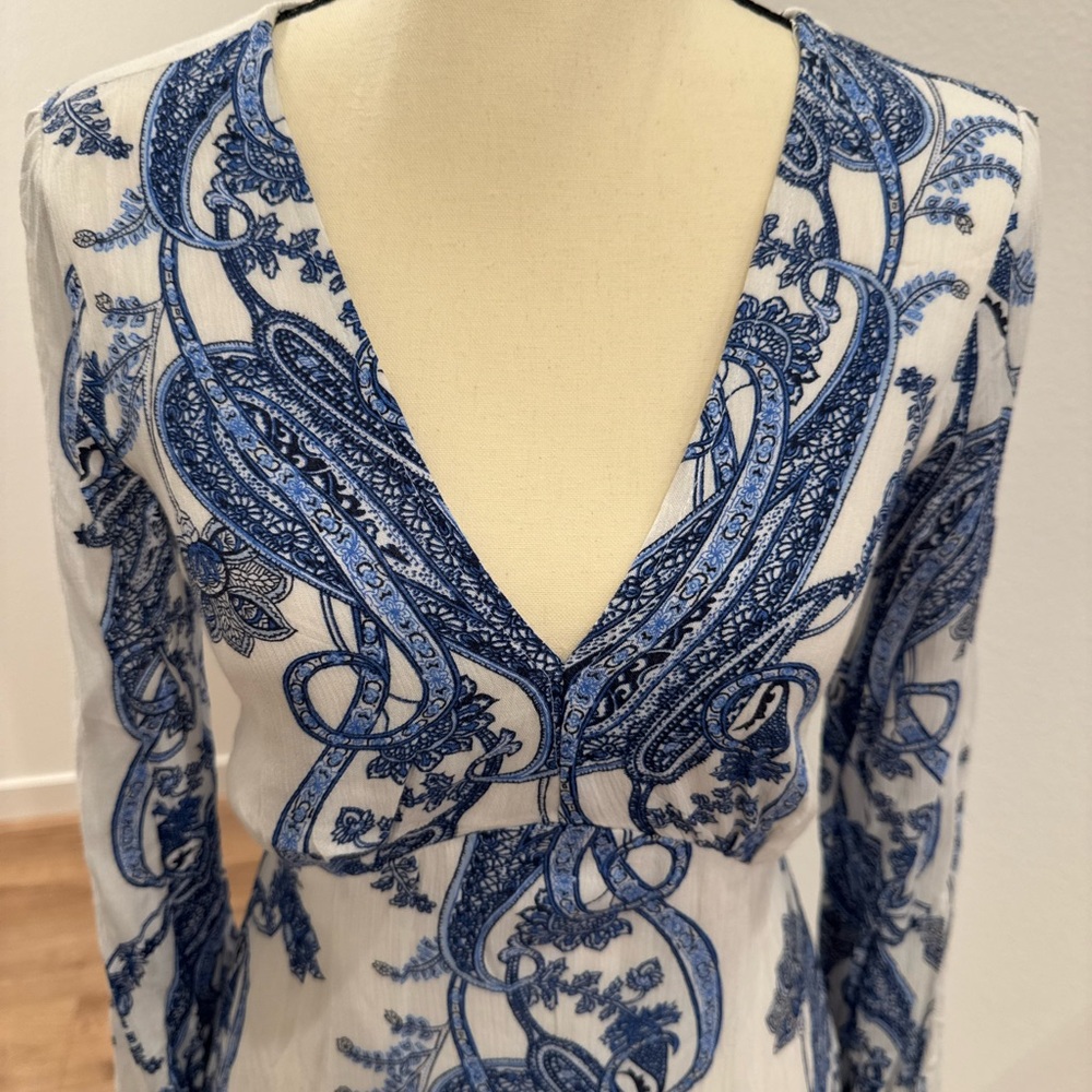 Lulu's Blue and White Long Sleeve Dress - Picture 2 of 5
